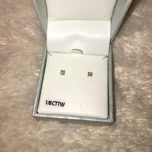 1/8 Carat Sterling Silver Diamond Studs
