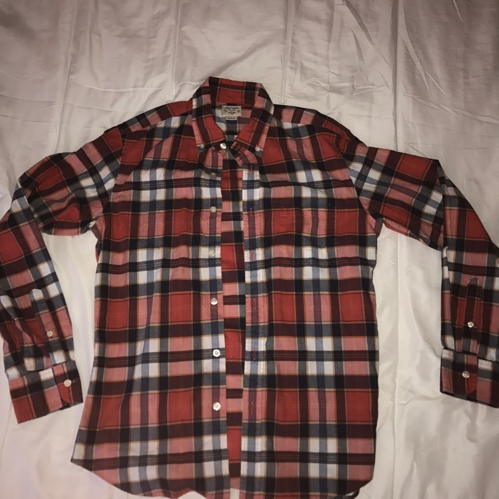 RED PLAID JCREW BUTTON UP