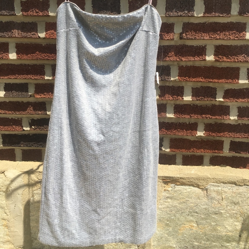 Grey strapless Sequin Dress