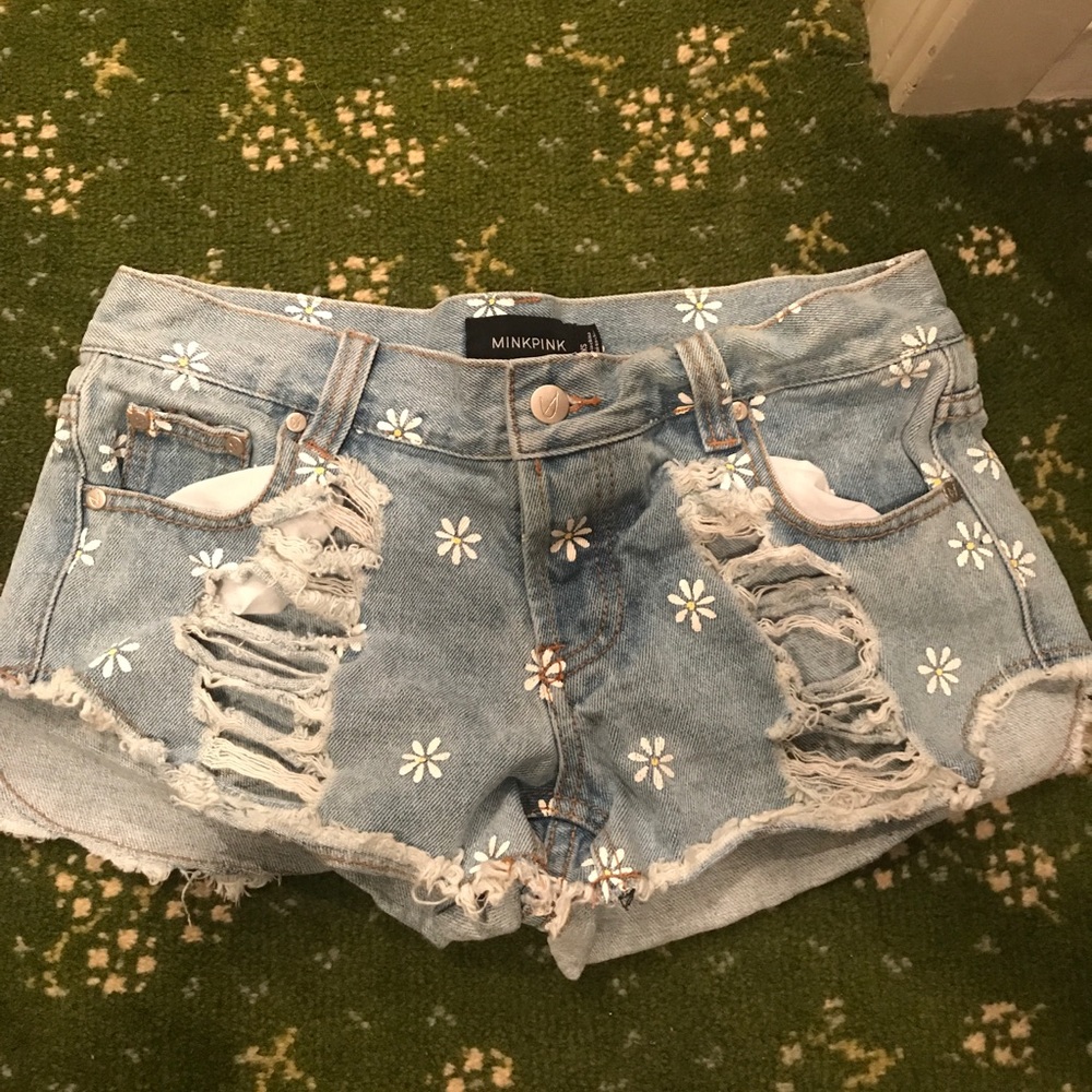NWOT minkpink denim blue shorts