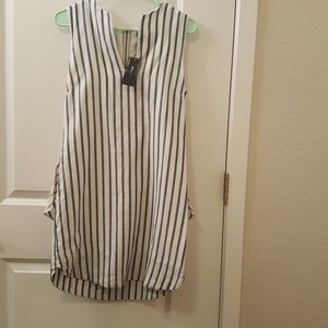 BCBG MaxAzria Navy and White Striped Dress