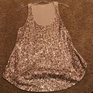 Cream sequin tank
