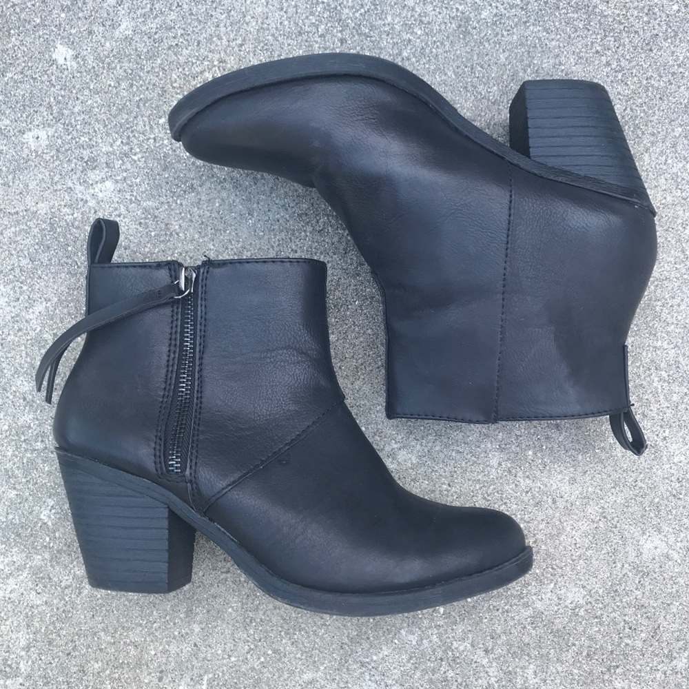 Black Faux Leather Booties