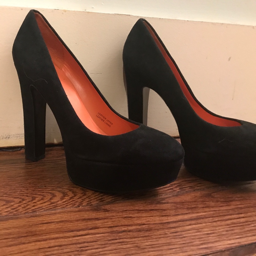 Black suede platforms