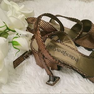 ✨YVES STAINT LAURENT✨ Snakeskin Strappy Heels