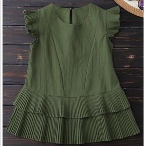Layered pleated panel blouse