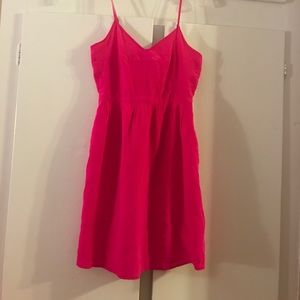 Bright pink fit & flare sleeveless mini dress