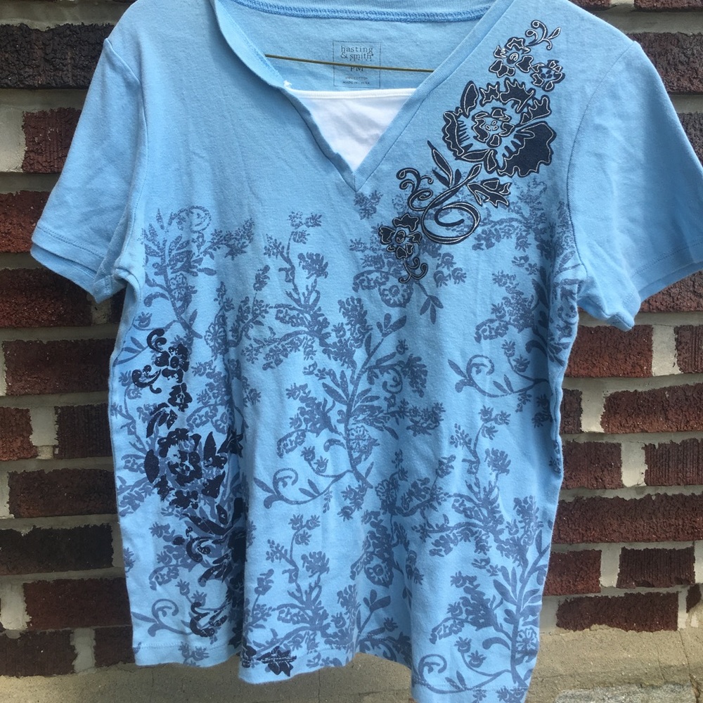 Blue floral pattern shirt