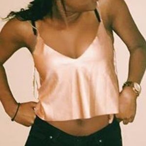 Zara metallic bronze cropped tank top