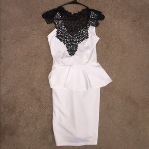 Brand new white dress with black lace