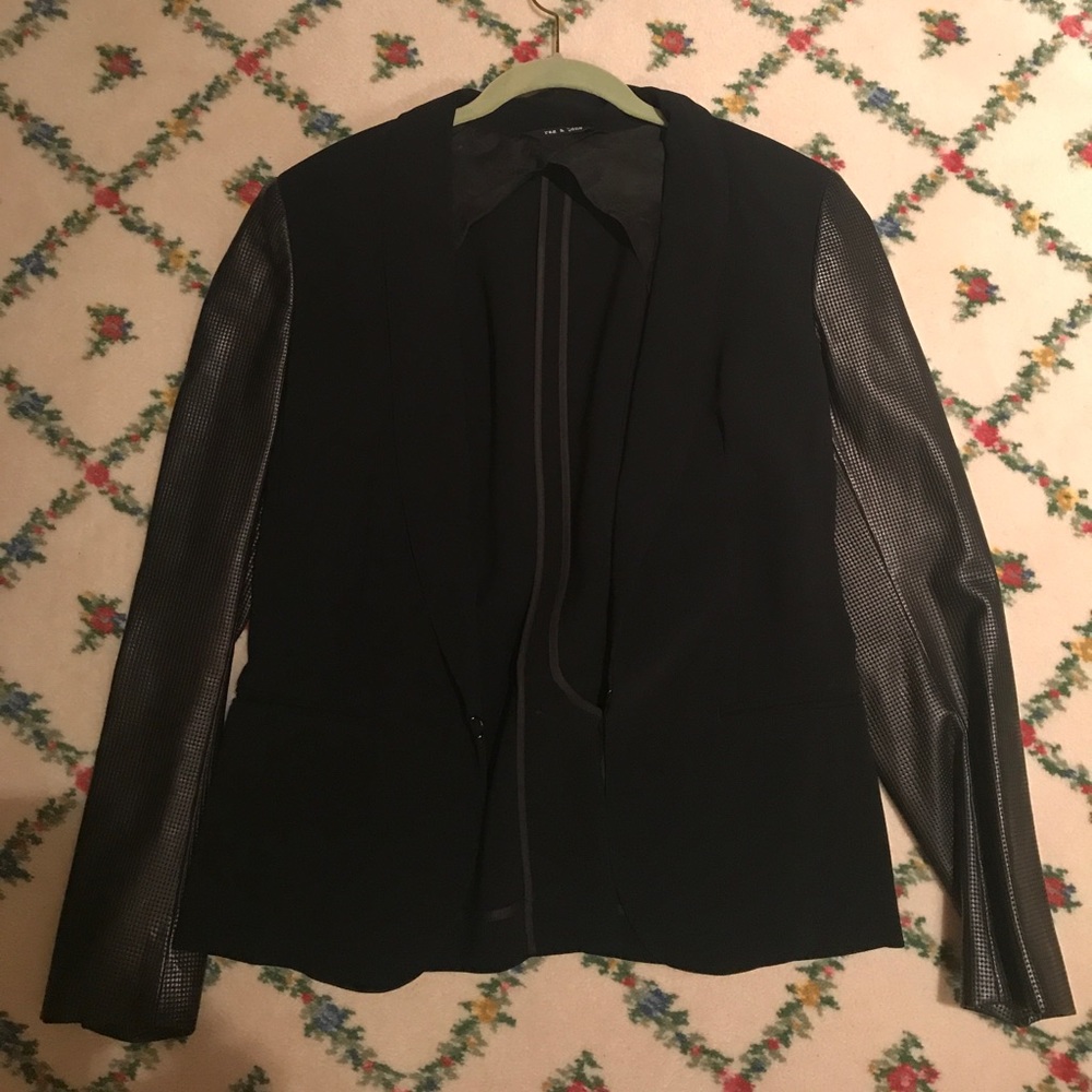 Rag and bone leather sleeved blazer