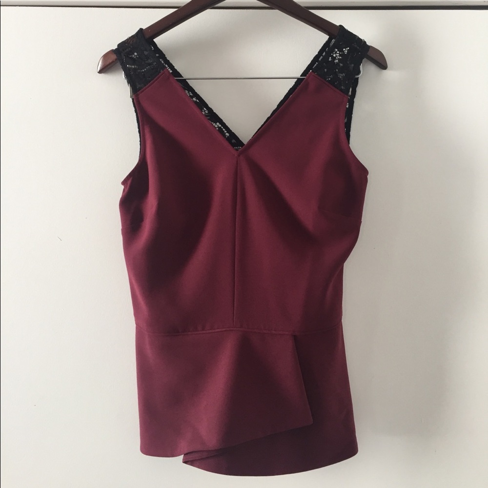 Maroon V Neck Blouse