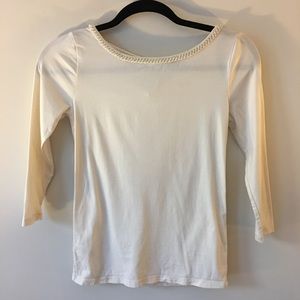 Cream Three-Quarter Length Sleeve Top