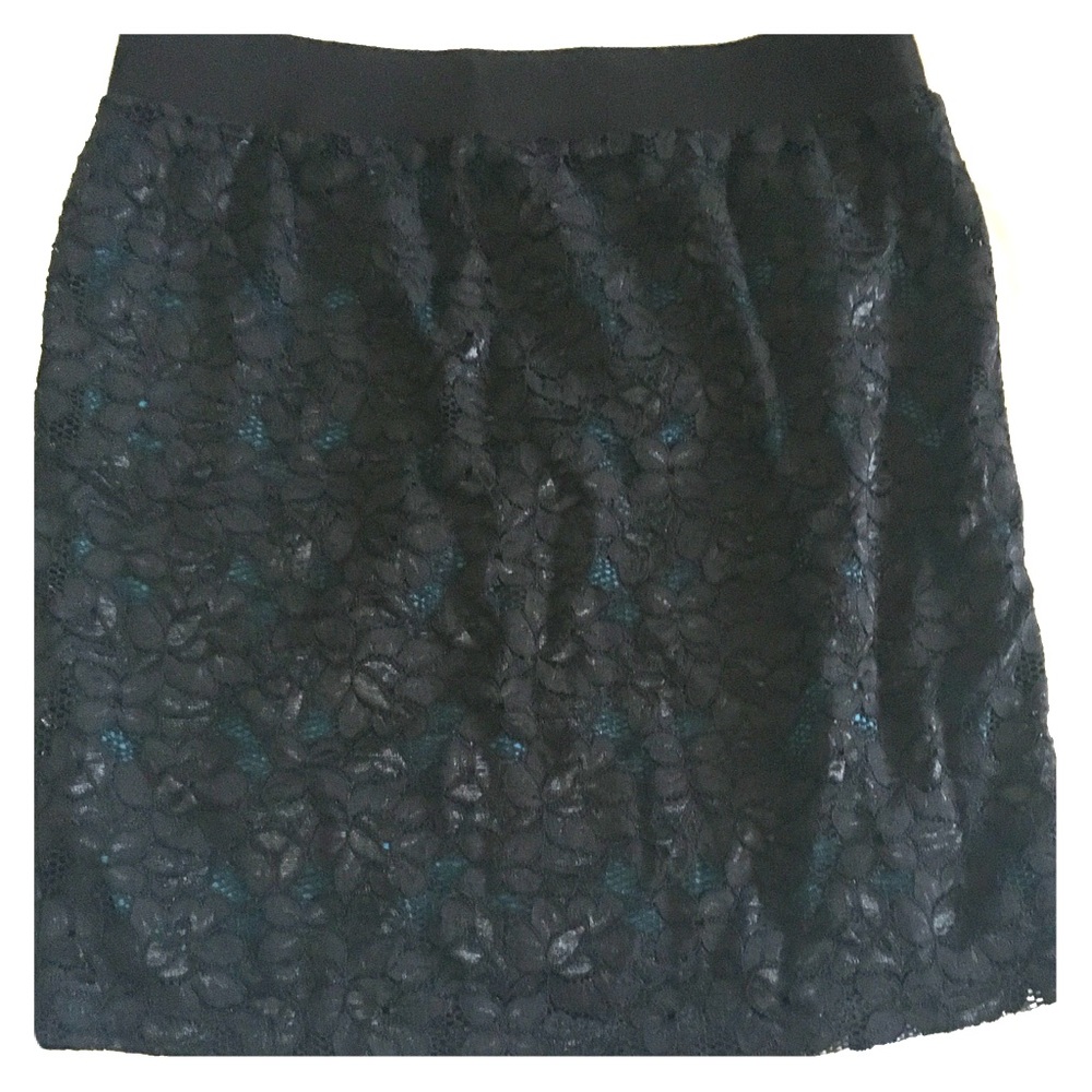 Black lace mini skirt