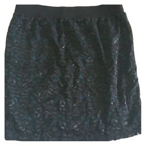 Black lace mini skirt