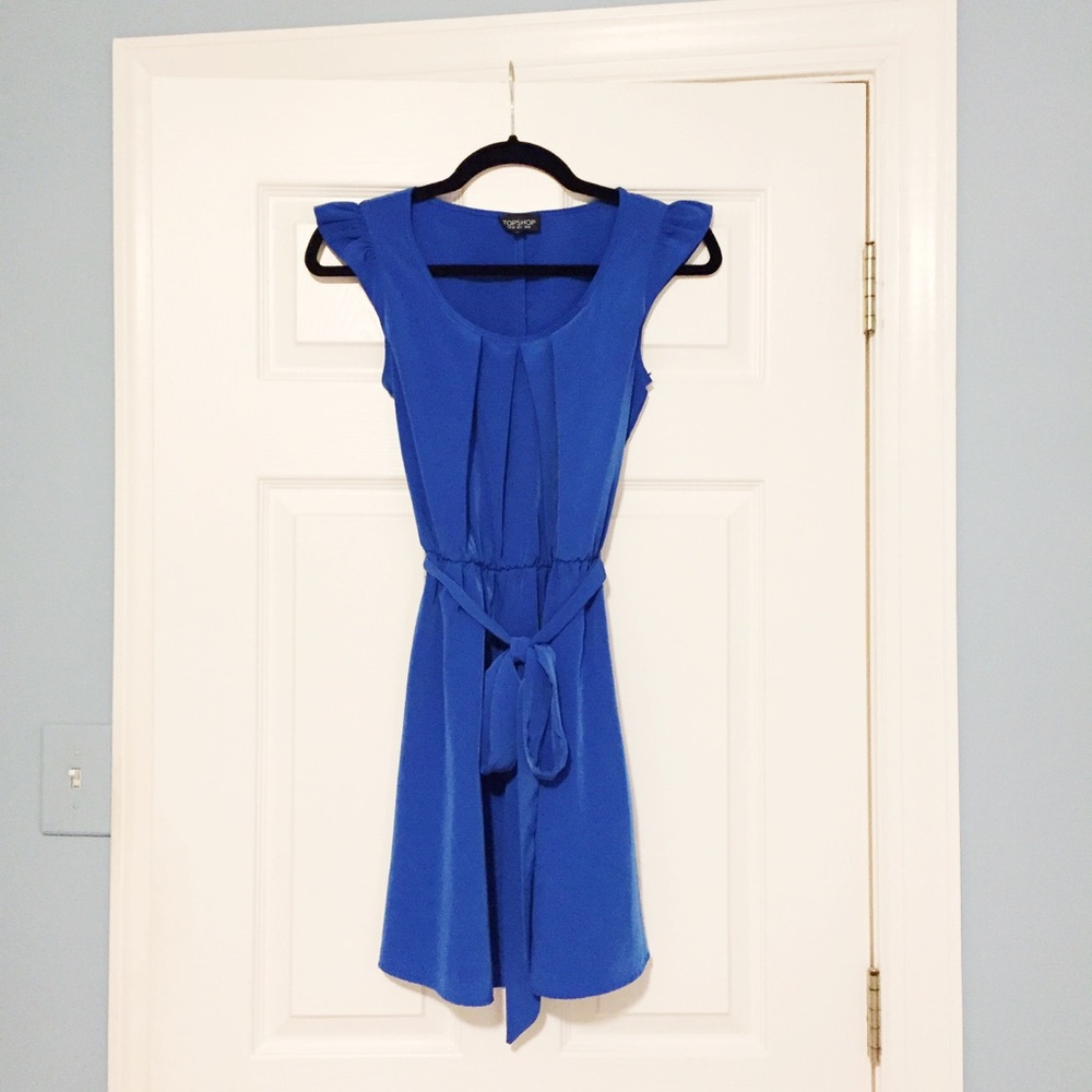 Topshop Blue Cap Sleeve Dress