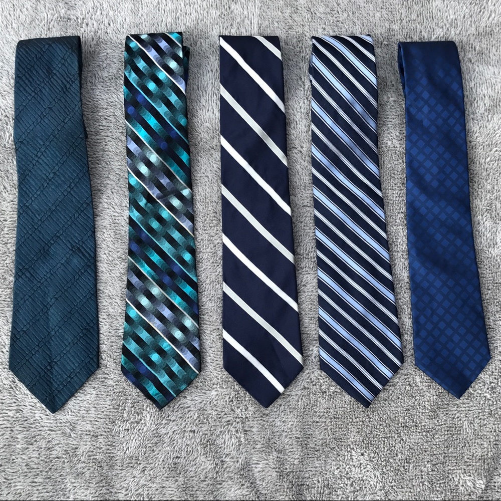 Mens Tie Lot Of 5•Blue• Kors/Hilfiger/Arrow/