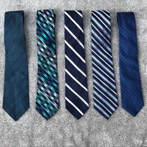 Mens Tie Lot Of 5•Blue• Kors/Hilfiger/Arrow/