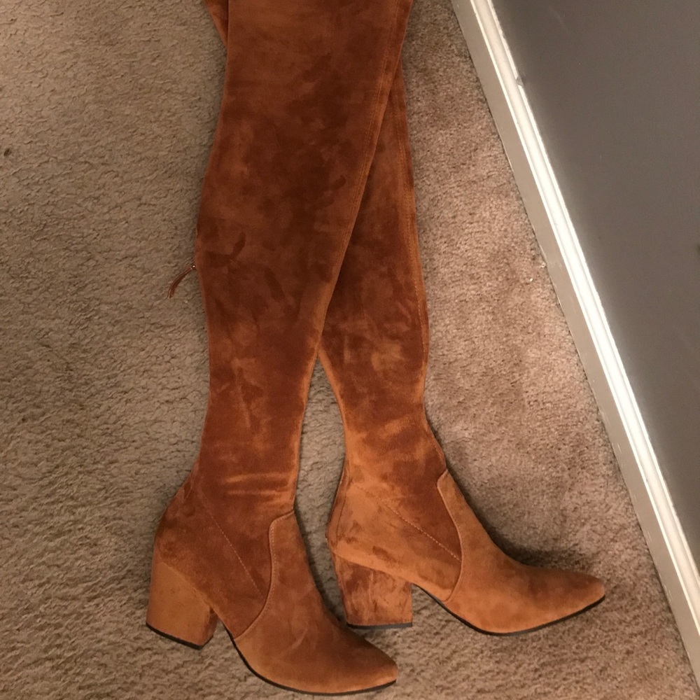 Tan suede OTK boots - Goodnight Macaroon
