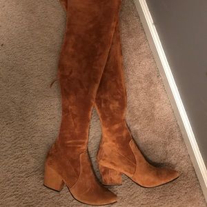 Tan suede OTK boots - Goodnight Macaroon