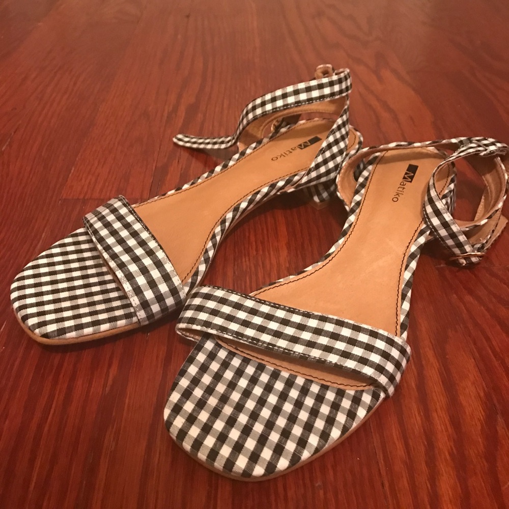 Gingham strappy mules