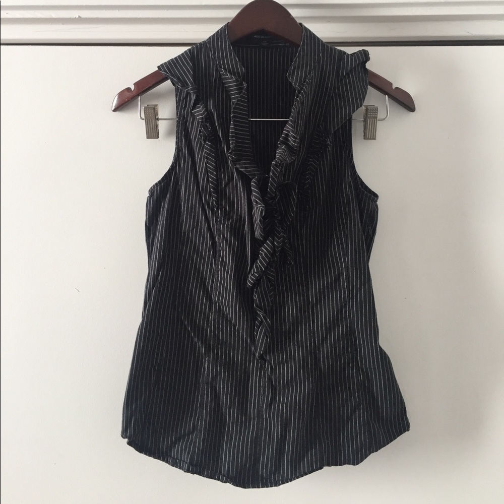Pinstripe Ruffled Blouse