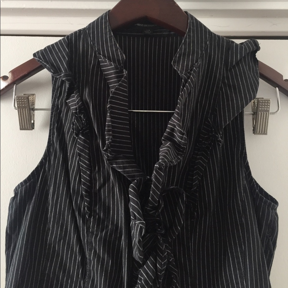 Pinstripe Ruffled Blouse - Picture 2 of 2