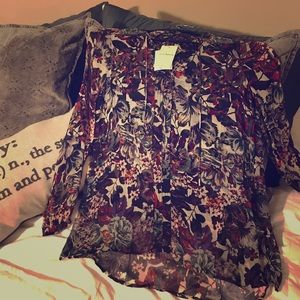 Lucky Floral Peasant Blouse size M multi-color