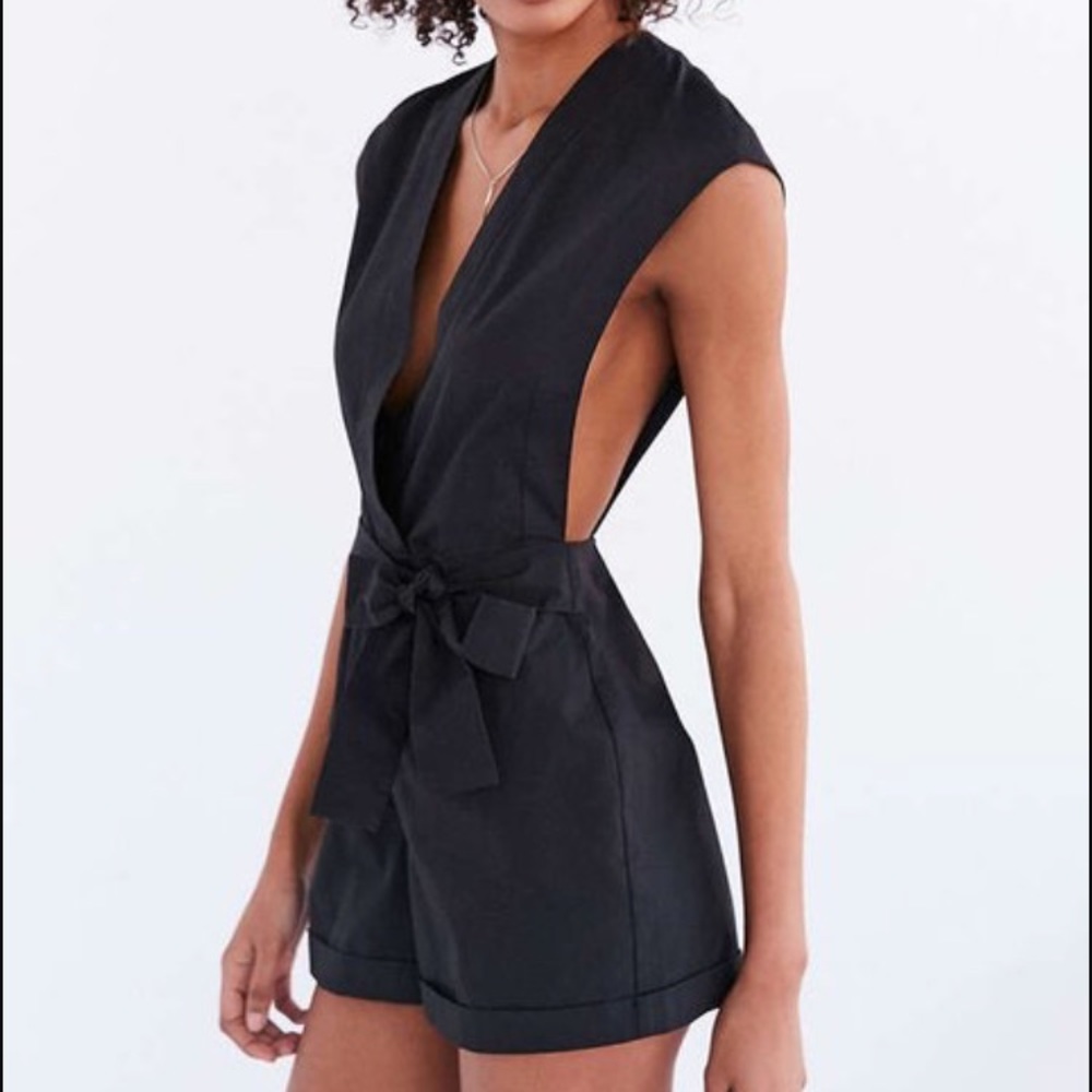 (Silence + Noise) Low V-Neck Black Romper, NWOT!