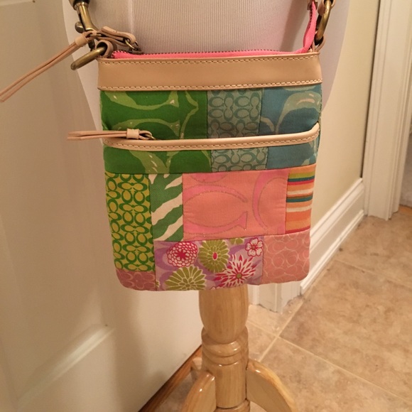 Coach Handbags - Coach Multi Color Canvas Small Cross-body Purse