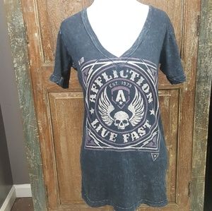 Affliction Live Fast V neck tee