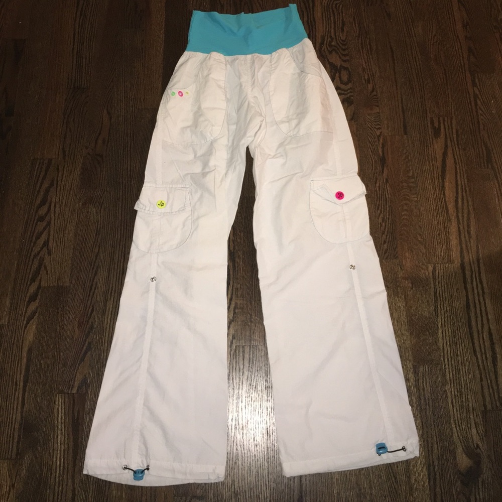 ZUMBA White and Turquoise Cargo Pants