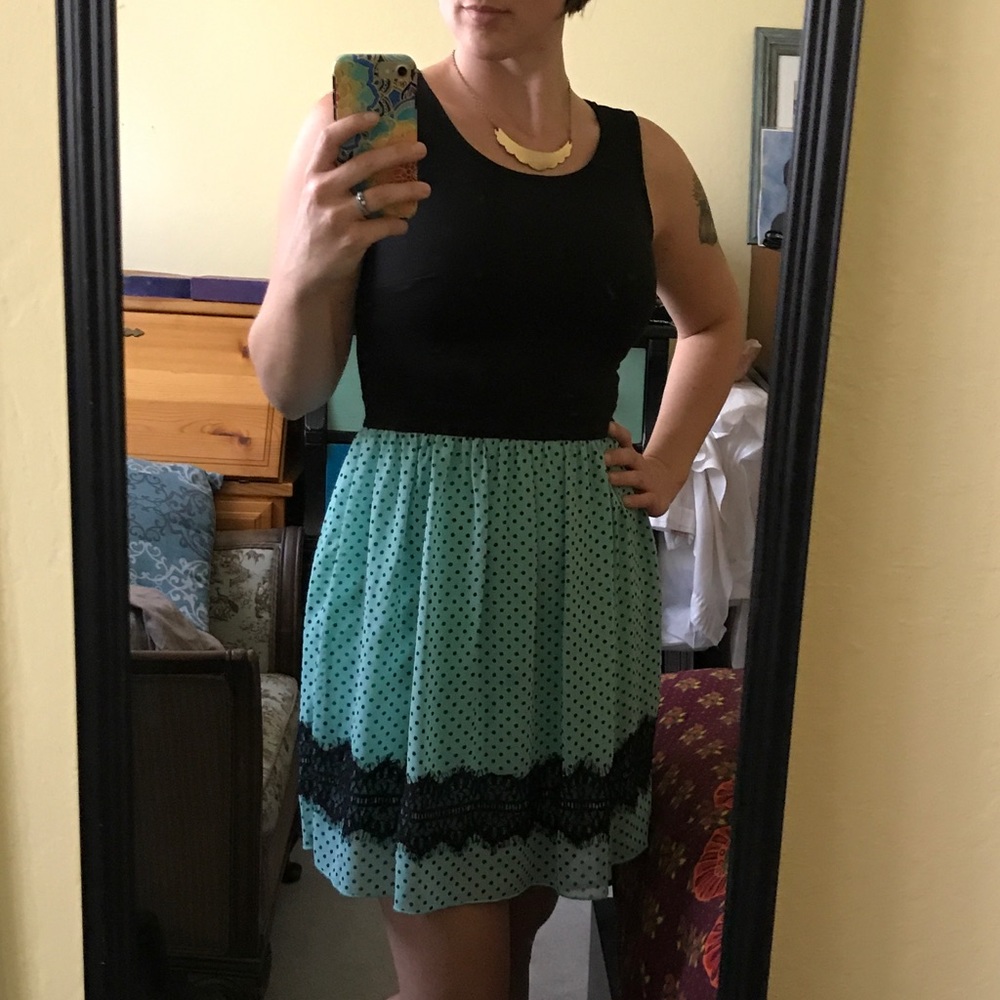 Cute mid length polka dot dress