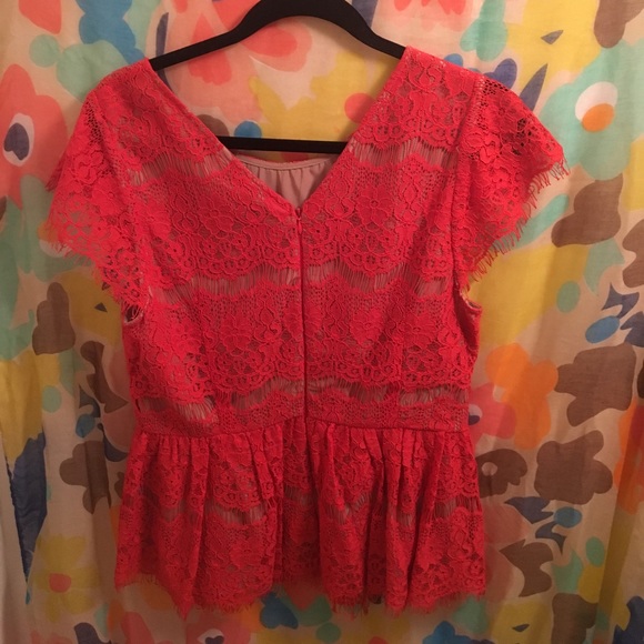 Anthropologie Lace Peplum Blouse Size Large - Picture 2 of 4