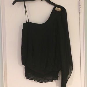XOXO sexy silky one shoulder blouse
