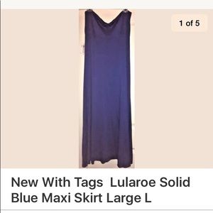 New With Tags Lularoe Blue Maxi Skirt Large L