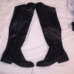 Black leather above the knee boots!!