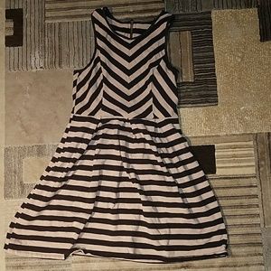 Papaya Chevron Stripped Sleeveless Dress
