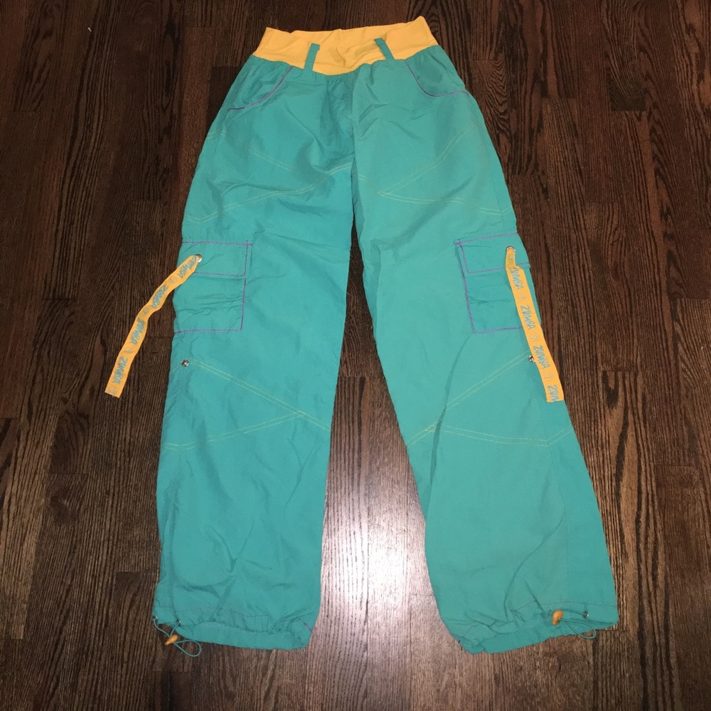 ZUMBA Teal and Yellow Cargo Pants