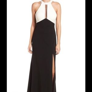 Colorblock halter evening gown S