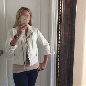 Genuine leather white moto jacket size 4