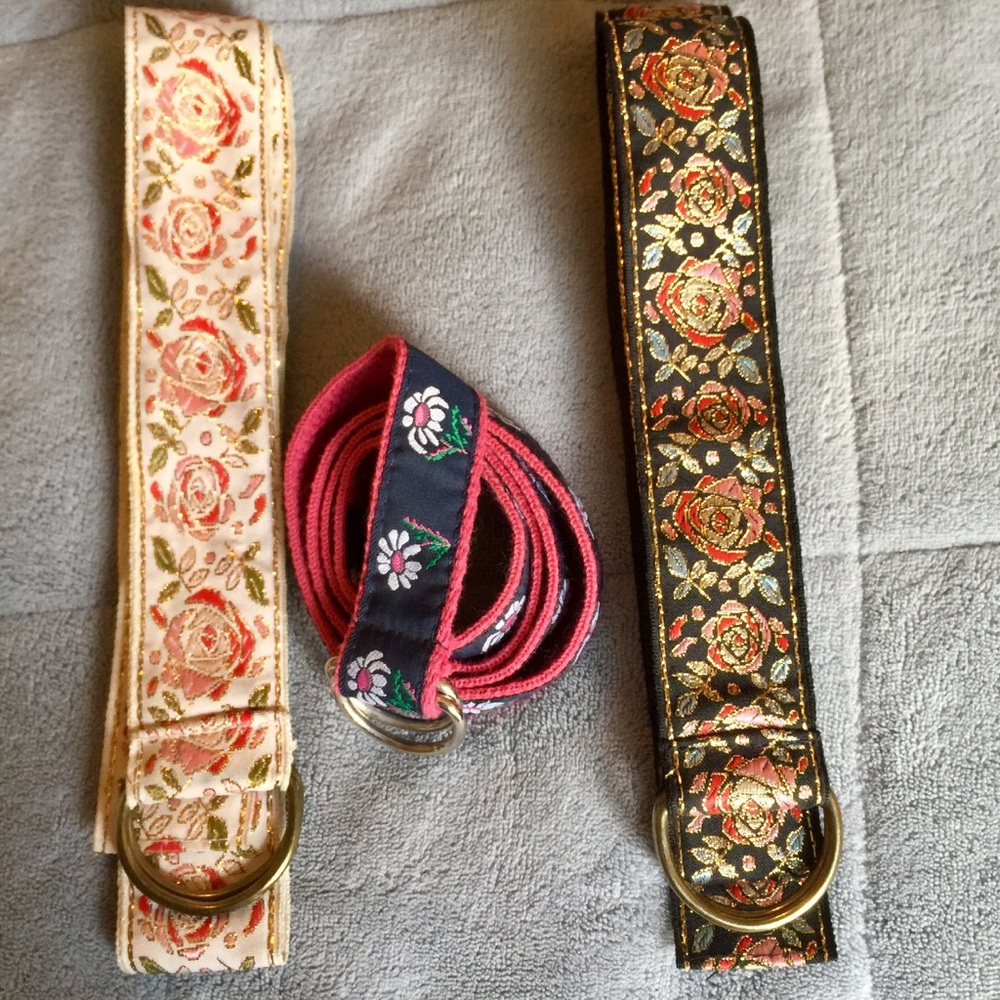 3 floral cloth belts