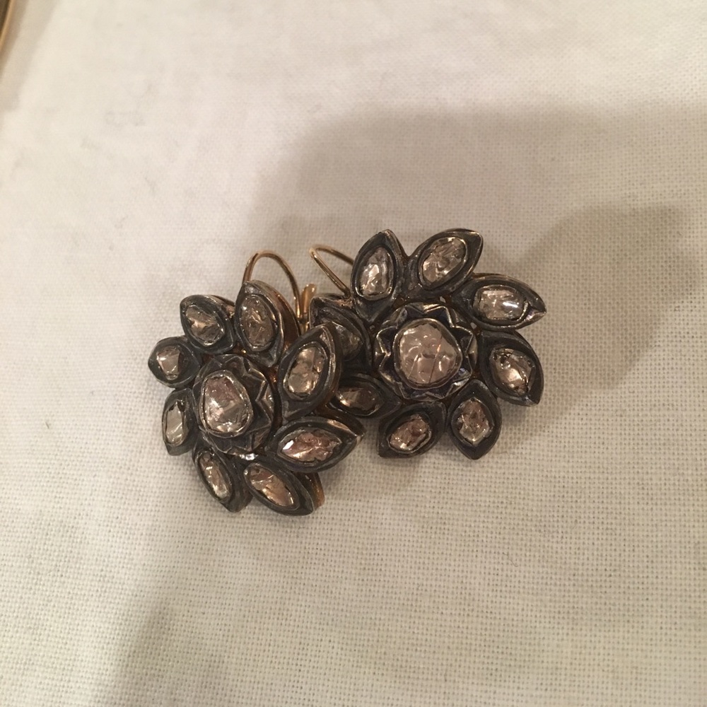 Diamond flower earrings