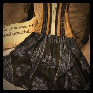 Free People Katie Crochet Mini Dress in blue combo