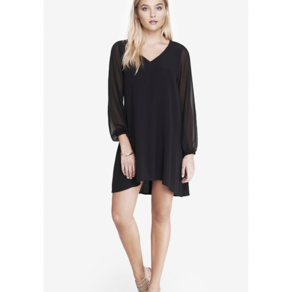 Express Black chiffon sleeve dress
