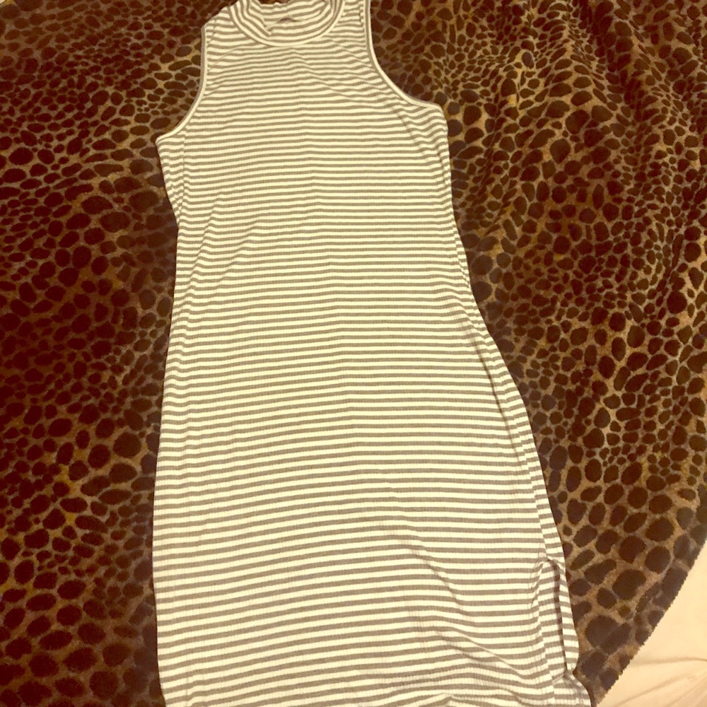 Acemi L midi dress - grey and white stripes
