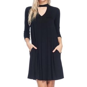 💕LAST ONE!💕 •Solid Navy Choker Shift Dress •