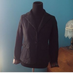 Black Sailor Jacket w/ Plaid Lining
