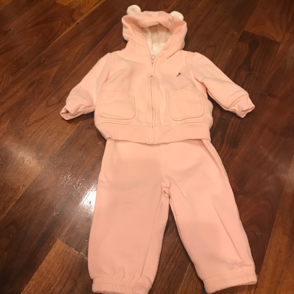 Pink baby hoodie and sweatpants