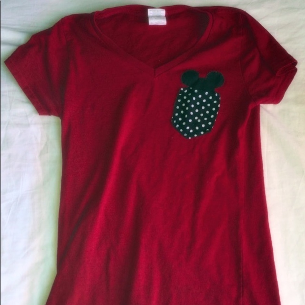 Plain Red Shirt Sewn on handmade Pocket